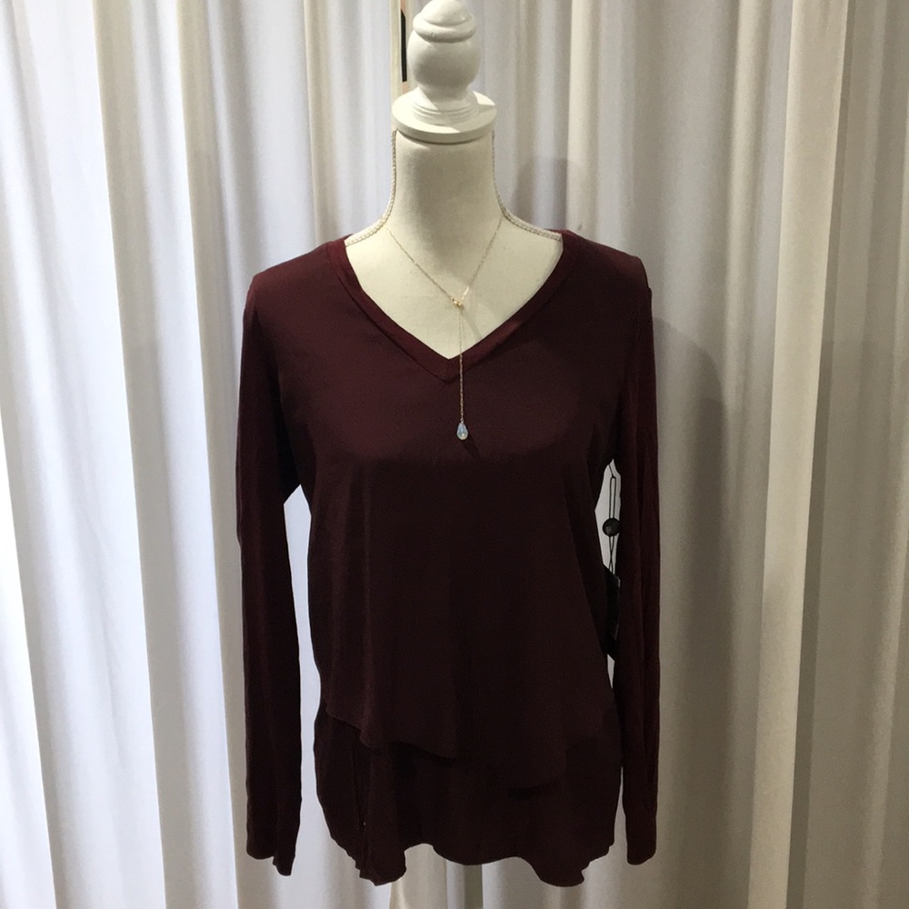NWT. Lola and Sophie burgundy blouse